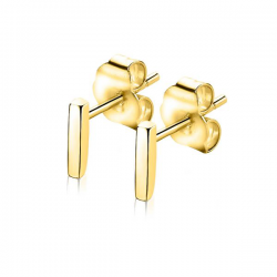 ZINZI zilveren oorknoppen Goudkleur glad staafje 8mm ZIO1689G - 50172