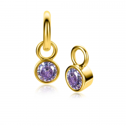 ZINZI JUNI oorbedels met geboortesteen licht paars amethist zirconia goudverguld 12,5 x 4,5 x 7 mm ZICH-JUN (excl. oorringen) - 50630