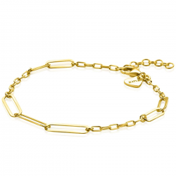 ZINZI gold plated zilveren armband met verschillende paperclip schakels 16,5-19,5cm ZIA2361 - 50680