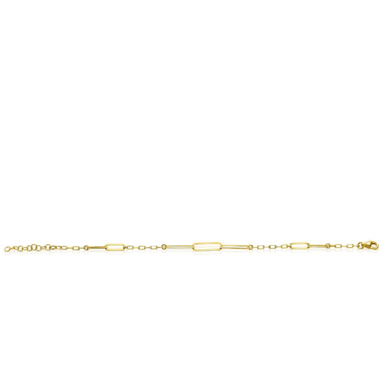 ZINZI gold plated zilveren armband met verschillende paperclip schakels 16,5-19,5cm ZIA2361 - 50680