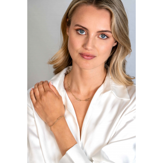ZINZI gold plated zilveren armband met verschillende paperclip schakels 16,5-19,5cm ZIA2361 - 50680