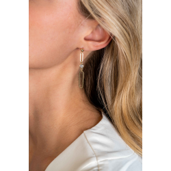 ZINZI gold plated zilveren oorstekers lange paperclip ketting met ronde witte zirconia 49mm ZIO2364Y - 50686