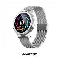 Smarty Smart Music Rond zilver met extra leren horloge band SW026B - 51215