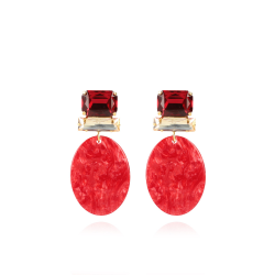 LOTT. MARBLE RODE OORBELLEN SIRIUS ZIRCONIA RECTANGLE - 51259