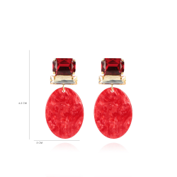 LOTT. MARBLE RODE OORBELLEN SIRIUS ZIRCONIA RECTANGLE - 51259