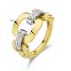 14 KRT Geelgouden ring schakel diamant 0.11ct h si maat 17.3/4 - 52693