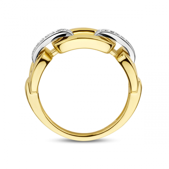 14 KRT Geelgouden ring schakel diamant 0.11ct h si maat 17.3/4 - 52693