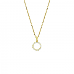 Geelgouden collier hanger zirkonia 1,0 mm MAAT 41 + 4 cm - 51303