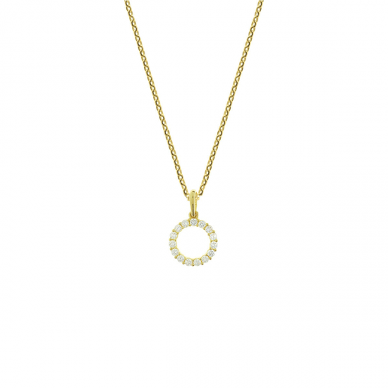 Geelgouden collier hanger zirkonia 1,0 mm MAAT 41 + 4 cm - 51303