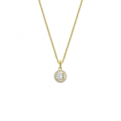 Geelgouden collier hanger zirkonia 1,0 mm MAAT 41 + 4 cm - 51304