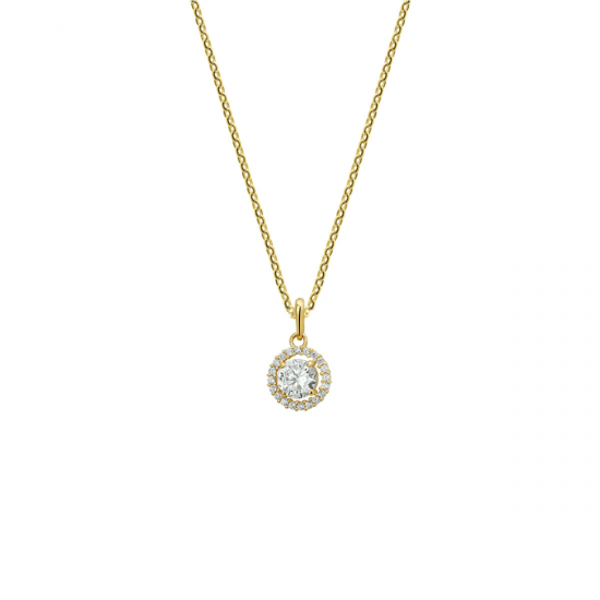 Geelgouden collier hanger zirkonia 1,0 mm MAAT 41 + 4 cm - 51304
