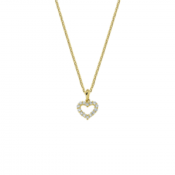 Geelgoud collier hart zirkonia 1,0 mm MAAT 41 + 4 cm - 51305