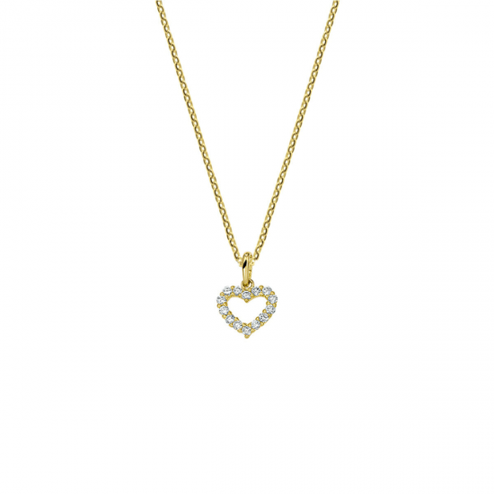 Geelgoud collier hart zirkonia 1,0 mm MAAT 41 + 4 cm - 51305