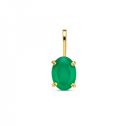 Gouden ovale Hanger groen agaat - 51432