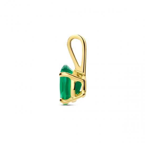Gouden ovale Hanger groen agaat - 51432