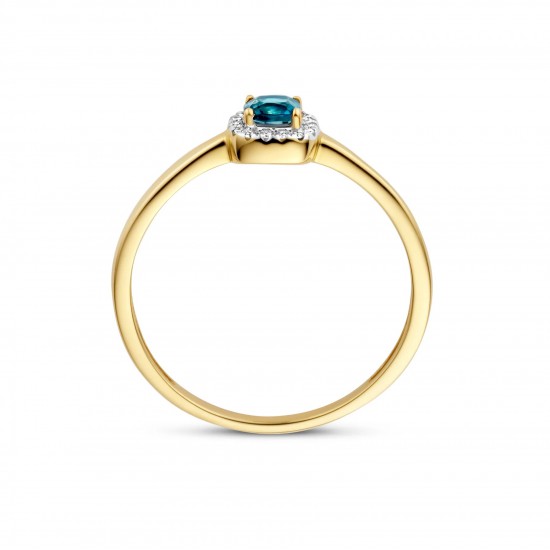 Blush Diamonds Ring 14k Geelgoud met diamant & london blue topaz 1636YDL MAAT 17 - 51543