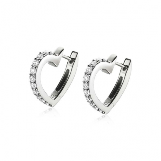 ZINZI zilveren oorringen 17mm hartvorm met witte zirconia's - 51622