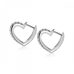 ZINZI zilveren oorringen 17mm hartvorm met witte zirconia's - 51622