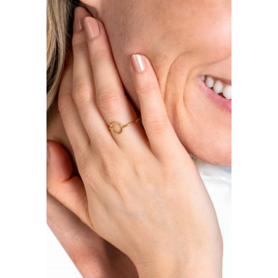 ZINZI Gold 14 krt gouden ring met een trendy open rondje 8mm ZGR377 MAAT 18 - 51609