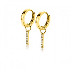 ZINZI Gold 14 krt gouden oorbedels staafje bezet met witte zirconia&#39;s 10mm ZGCH387  (zonder oorbellen) - 51629