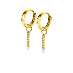 ZINZI Gold 14 krt gouden oorbedels staafje bezet met witte zirconia's 10mm ZGCH387  (zonder oorbellen) - 51629