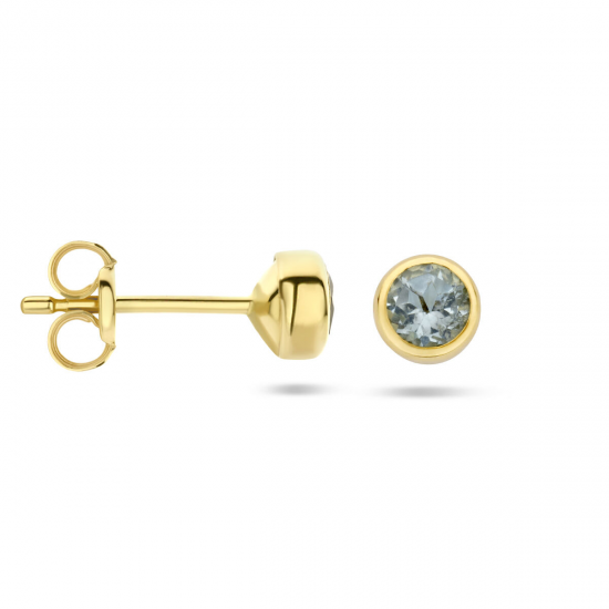 geelgouden oorbellen met blauwe topaas - 51688