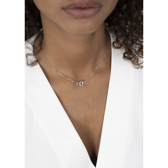 ZINZI zilveren ketting 45cm met 3 open rondjes verbonden wit ZIC2045 - 51758