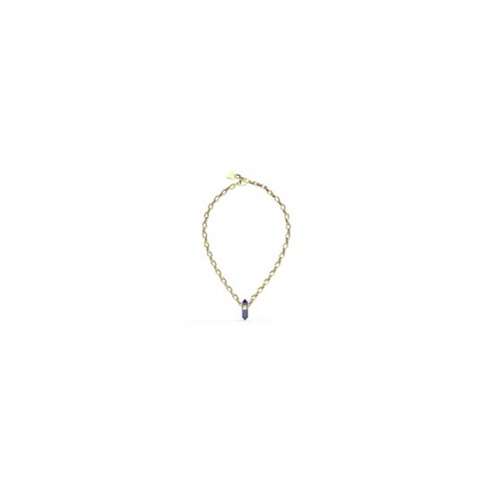Guess Jewellery Necklace goudkleurig met Blauwe steen en witte zirkonia JUBN03117JWGBLT - 52121