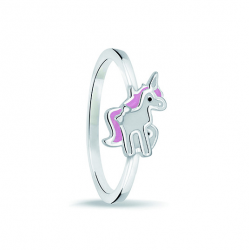 Bellini zilver ring met eenhoorn wit/rose maat 16 - 52311