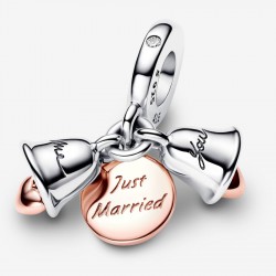 Pandora Tweekleurige hangende bedel met huwelijksklokken - 52888