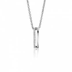 ZINZI zilveren strakke hanger bezet met witte zirconia's ZIH2452 (exclusief ketting geprijsd) - 53185