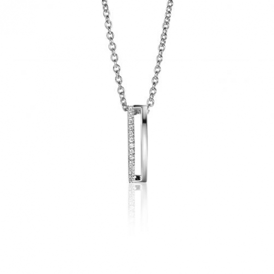 ZINZI zilveren strakke hanger bezet met witte zirconia's ZIH2452 (exclusief ketting geprijsd) - 53185