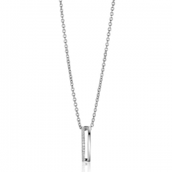 ZINZI zilveren strakke hanger bezet met witte zirconia's ZIH2452 (exclusief ketting geprijsd) - 53185