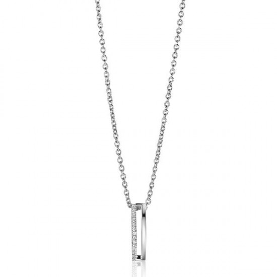 ZINZI zilveren strakke hanger bezet met witte zirconia's ZIH2452 (exclusief ketting geprijsd) - 53185