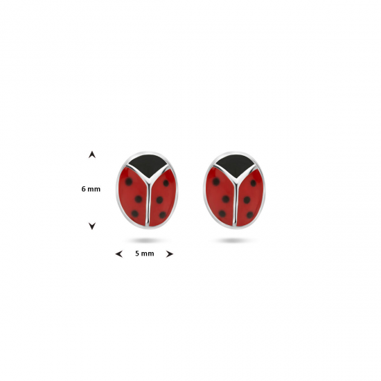 zilveren oorknoppen lieveheersbeestje - 53493