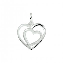 Zilveren Hanger hart met zirkonia - 53498