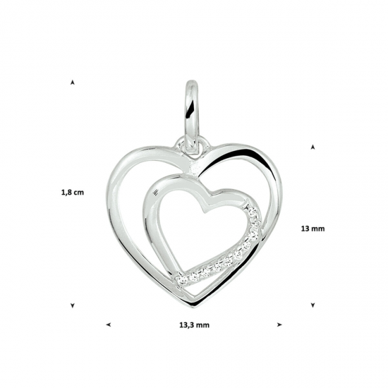 Zilveren Hanger hart met zirkonia - 53498