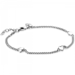 ZINZI zilveren gourmet armband met drie glanzende hartjes 17-20cm - 53517
