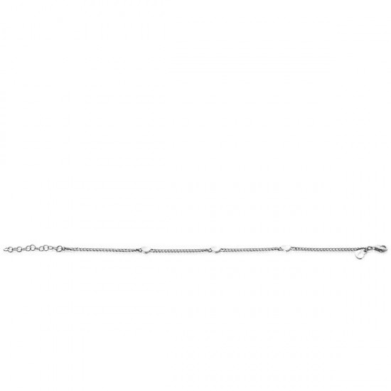 ZINZI zilveren gourmet armband met drie glanzende hartjes 17-20cm - 53517