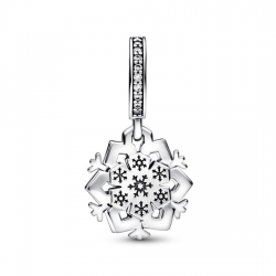 Pandora Sparkling Snowflake Double Dangle Charm 792355C01 - 53536