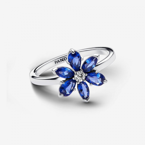 Pandora zilveren ring met prinsessblauw kristal en helder kubusvormig zirkonia 193000C01-52 maat 16.5 - 53872
