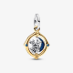 Pandora DisneyMickey en Minnie zilver en 14k vergulde draaiende bedel met echt blauw kristal en glitterblauw ename 762955C01 - 53929