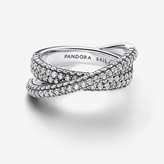 Pandora Timeless Pavé Gekruiste Dubbele Bandring 193022C01-54 maat 17 - 54018