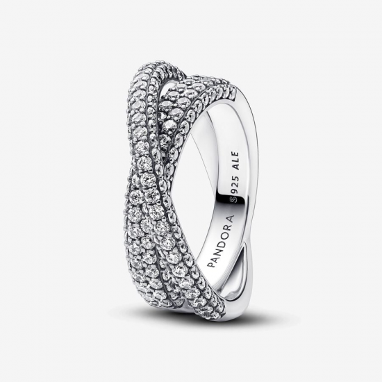 Pandora Timeless Pavé Gekruiste Dubbele Bandring 193022C01-58 maat 18.5 - 54020