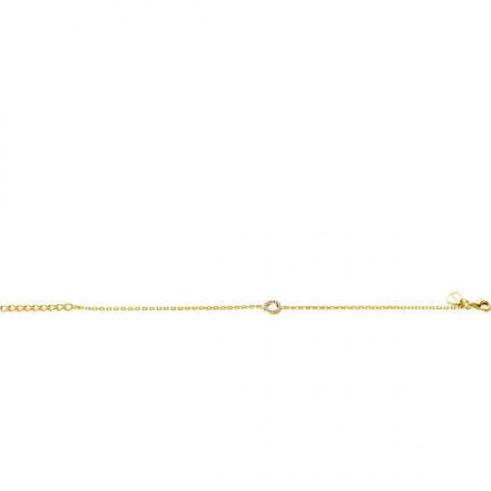 ZINZI gold plated zilveren armband met open rondje bezet met witte zirconia&#39;s 16,5-19,5cm ZIA2550Y - 54111