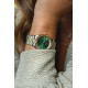 INZI Solaris horloge met groene wijzerplaat, stalen bicolor kast 35mm en stalen bicolor band met clip-sluiting. Het Japanse uurwerk loopt op zon- en kunstlicht ZIW2135 - 54128
