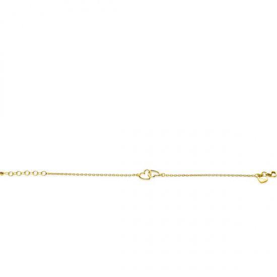ZINZI gold plated zilveren armband met 2 verbonden hartjes 16,5-19,5cm ZIA2513G - 54113