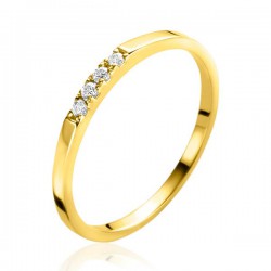 ZINZI Gold 14 krt gouden ring (1,7mm breed) bezet met vier witte zirconia&#39;s ZGR407 MAAT 17.5 - 54126
