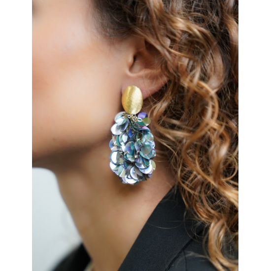 LOTT.SEQUIN OORBELLEN HOLO ZILVER OVAAL M CESQ004-G83052 - 54172