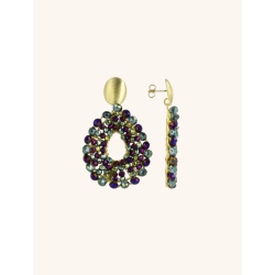 LOTT. METALLIC GROEN PAARSE OORBELLEN BABS OPEN DROP S CEGB120-B12251 - 54184